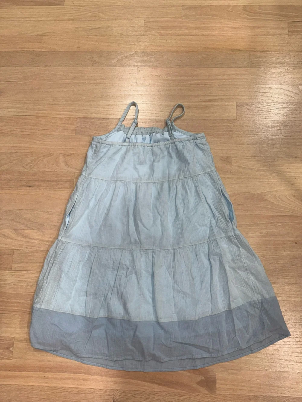 Uniqlo Kids Light Blue Tiered Sundress with Contrast Hem